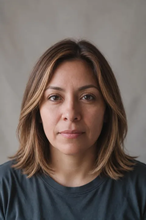 Sofia's preview: layered shape and warm balayage dimension. Same face.